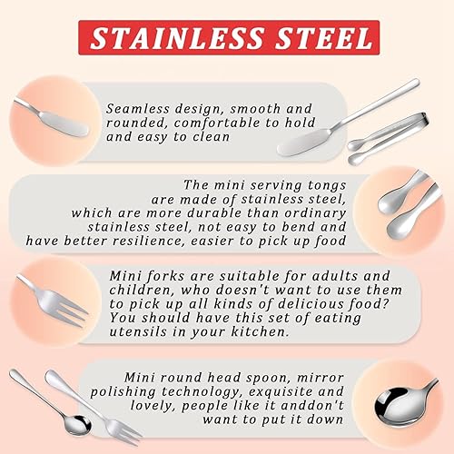 Miniatura 7 de Juego de cuchillos esparcidores de queso, 16 piezas, accesorios de charcutería, cuchillos de acero inoxidable para servir (plata)