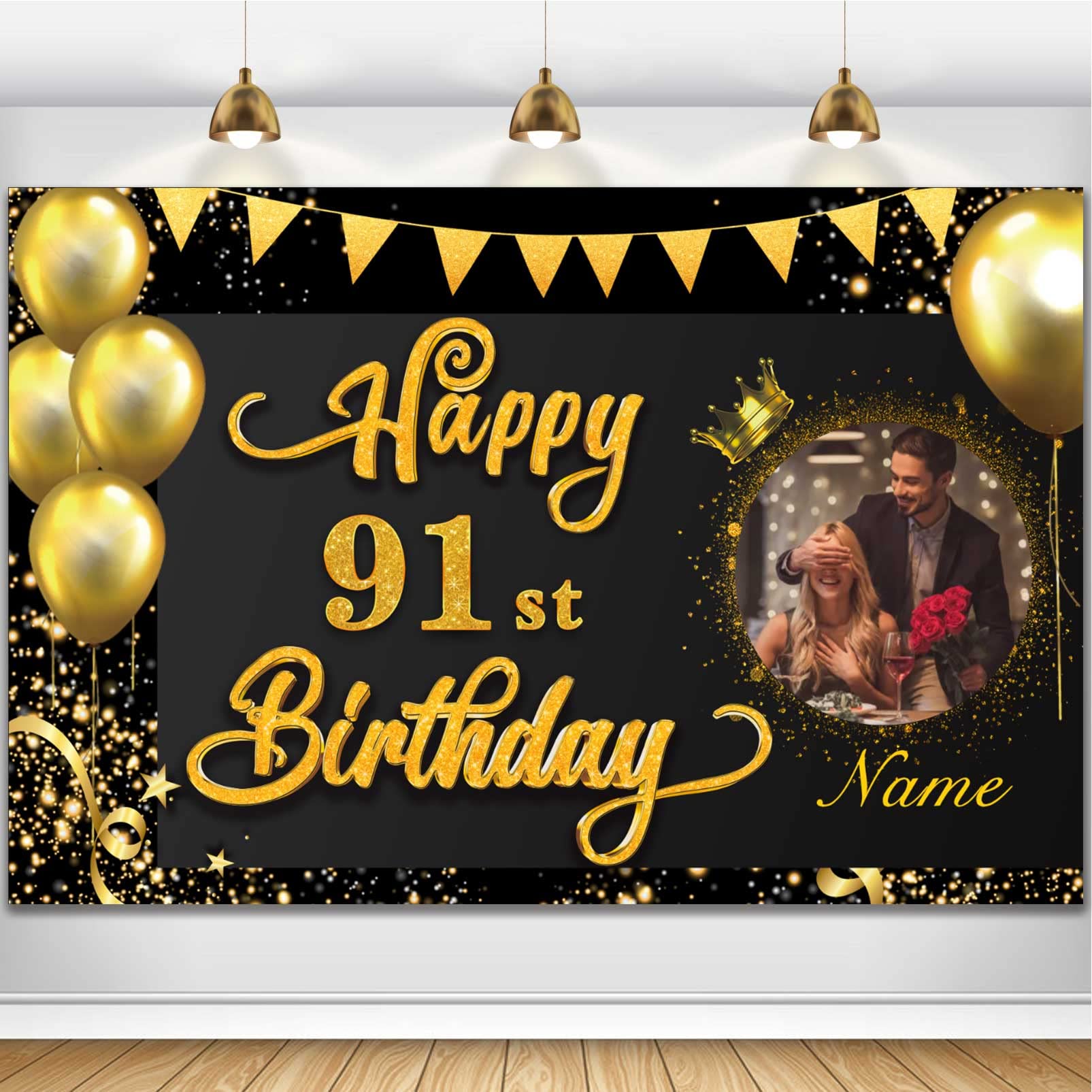 PAKBOOM 61. Geburtstag Banner - Schwarz/Gold 1,2x1,8m Partydekoration