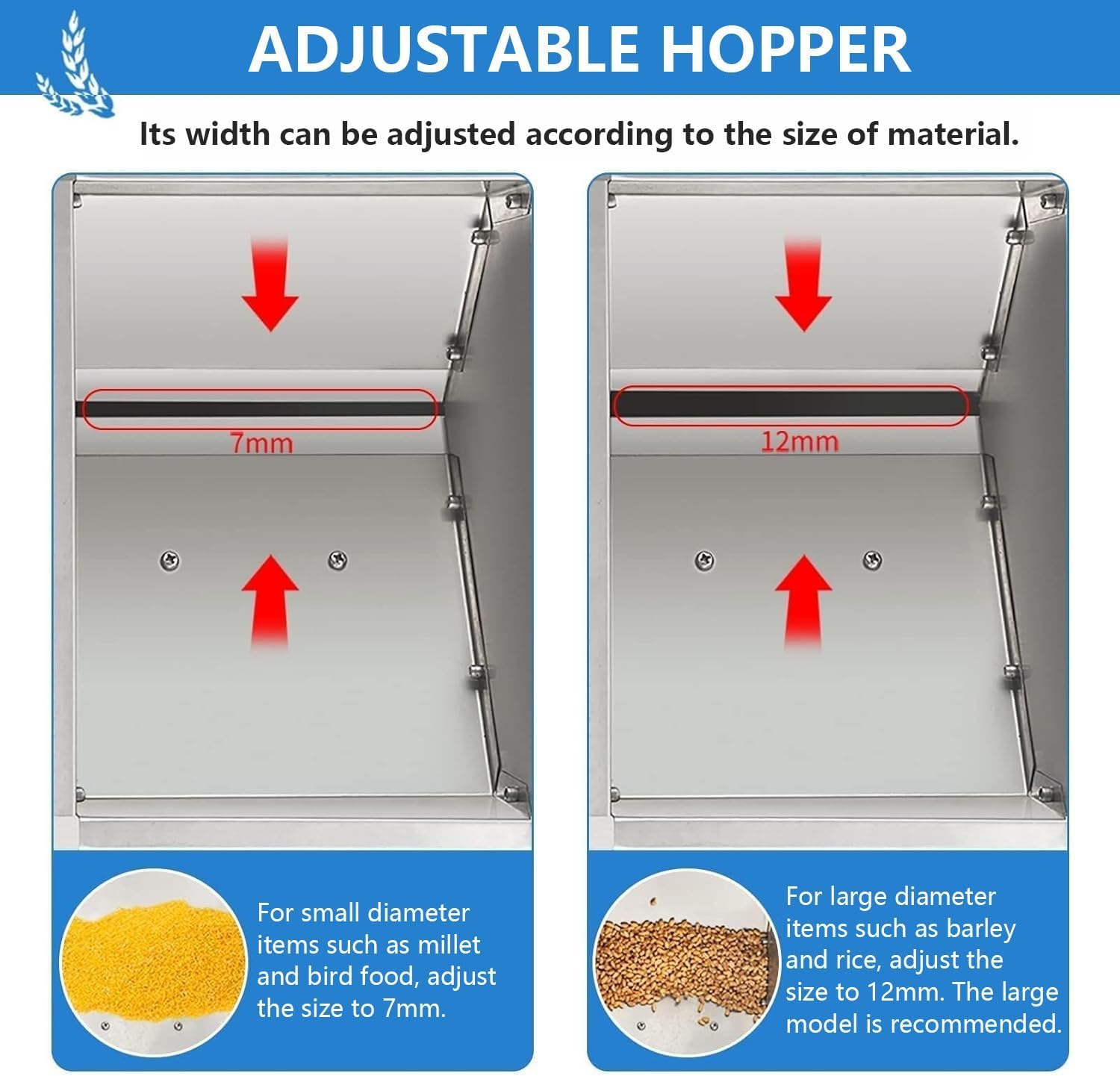Vogelfutter-schalenteiler, Vogelfutterreiniger Mit Verstellbarer Prallplatte Und 2 Windgeschwindigkeitsstufen, Edelstahl, Vibrationsdämpfung, Für Getreide, Melonenkerne, Papageienfutter Usw.
