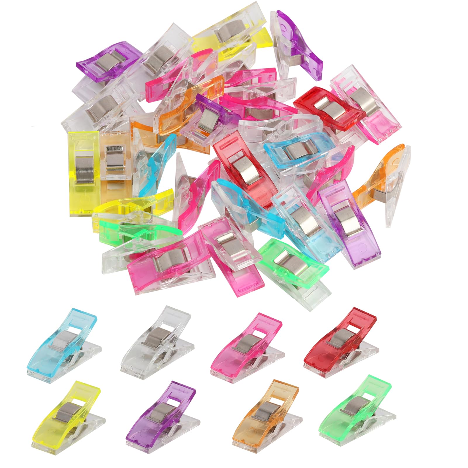 30-Pack Multi-Color Sewing Clips Set - Durable Plastic Quilting Crafting Clips for Fabric, Dressmaking, Crafting, and Hanging Objects with Measurement Markings