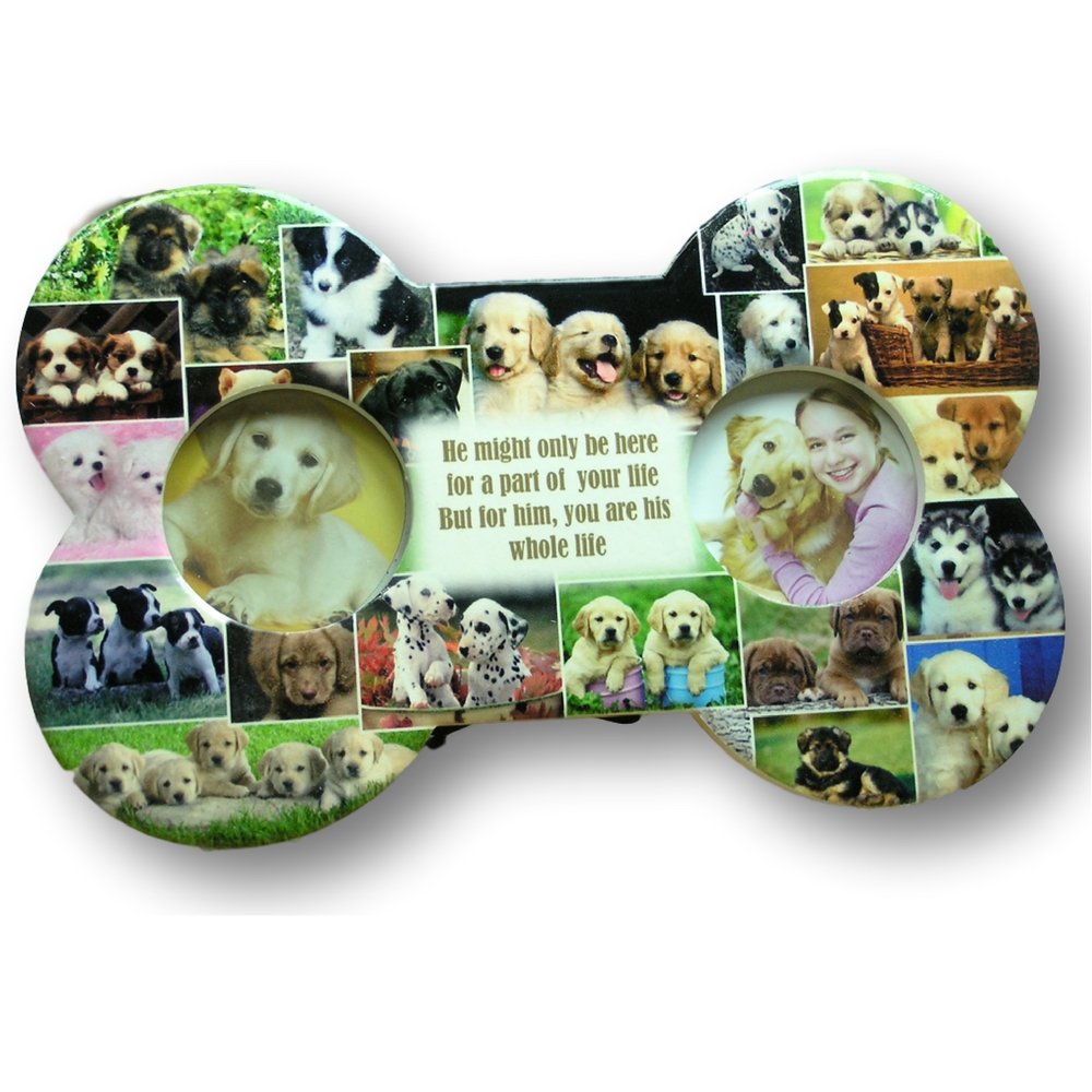 Plaque en céramique en forme d'os de chien et cadre photo de prestige