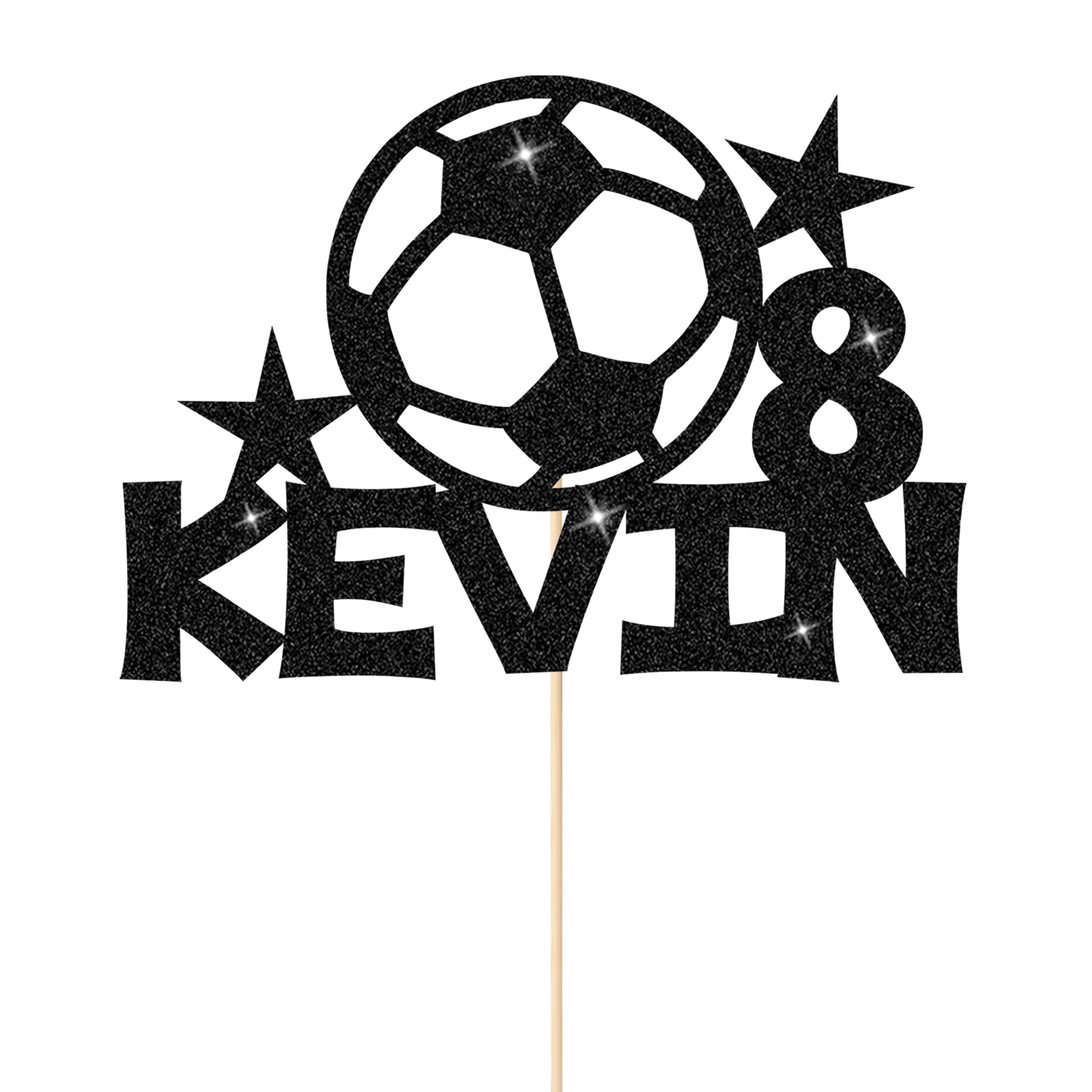 Personalised Cake Toppers Football Cake Topper for Kids Boys Football Cake Decorations Glitter Cake Toppers Gifts for Men with Any Age & Name for Son Football Lovers(Black)