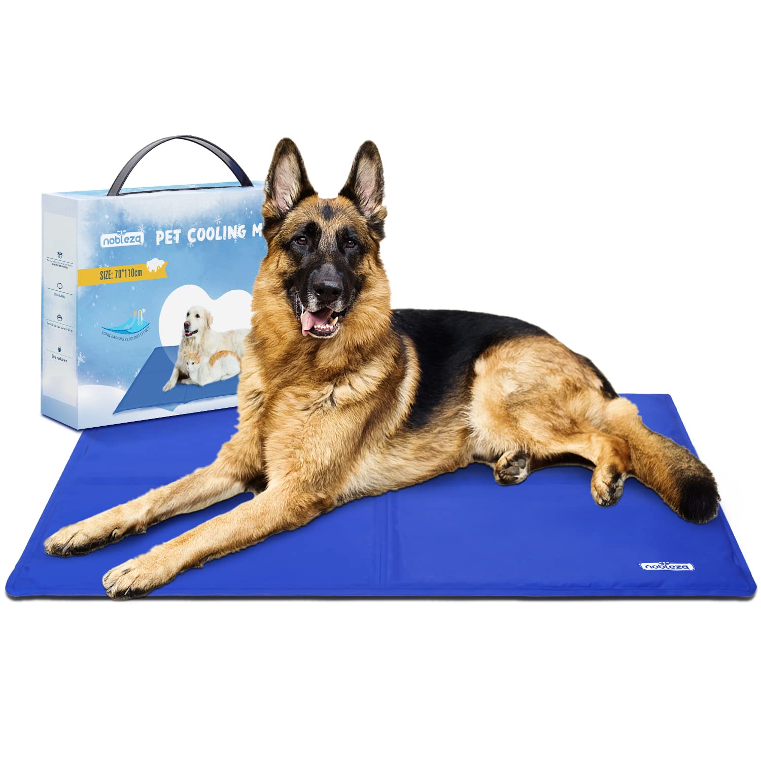Nobleza - Alfombrilla refrescante para Mascotas Grandes. Auto refrigerante No tóxico. Ideal para para Perros, Gatos en Verano. 110 * 70 cm, Color Azul, XL