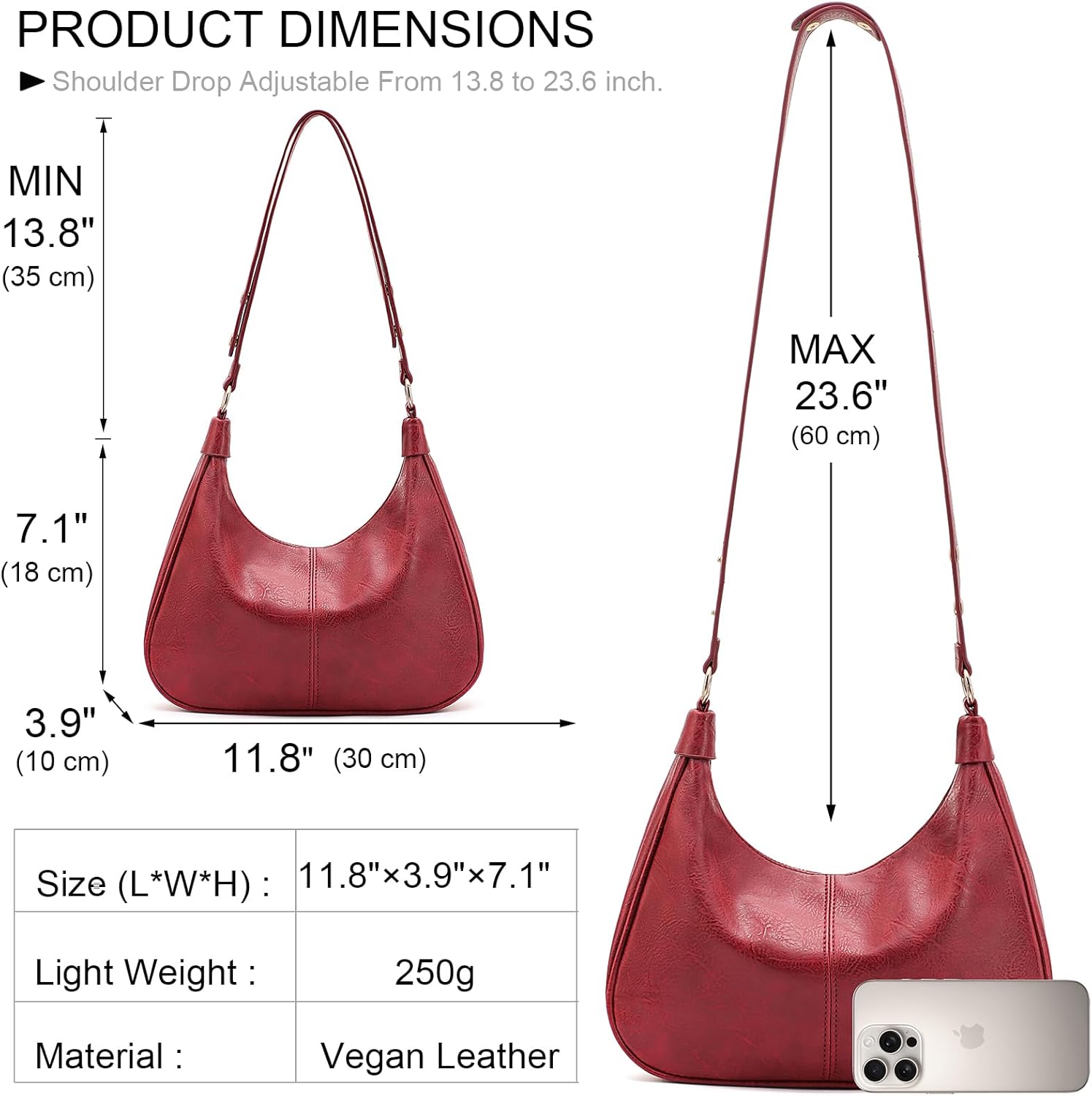 NIUEIMEE ZHOU Shoulder Bag for Women Ultra Soft Foldable Vegan Leather Crossbody Bags Tote Hobo HandBag Underarm Purses