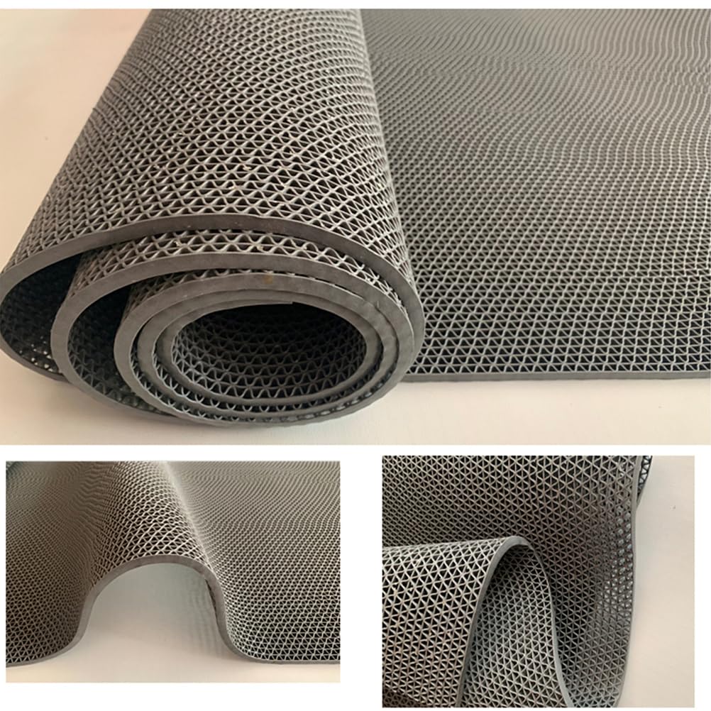 Tapis antidérapant de 0,6 cm d'épaisseur, anti-fatigue, commercial, rouleau de tapis de cuisine et de restaurant, en maille grise, polyvalent, 0,9 x 1 m, idéal pour les zones humides