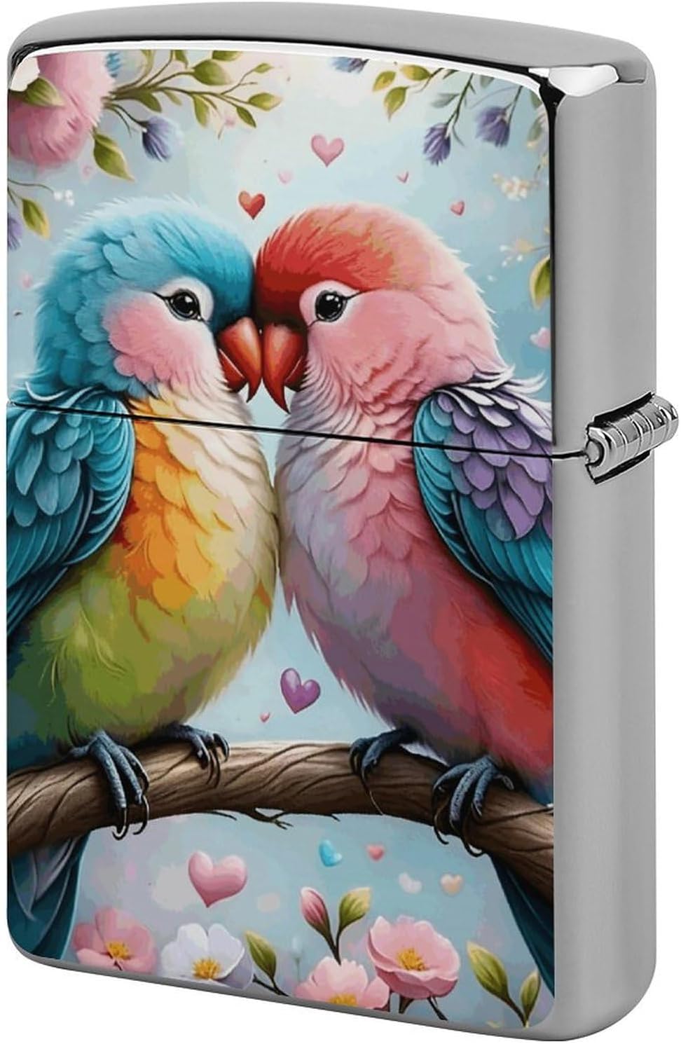 Metal Lighter Case Protective Cover, Romantic Couple of Parrots