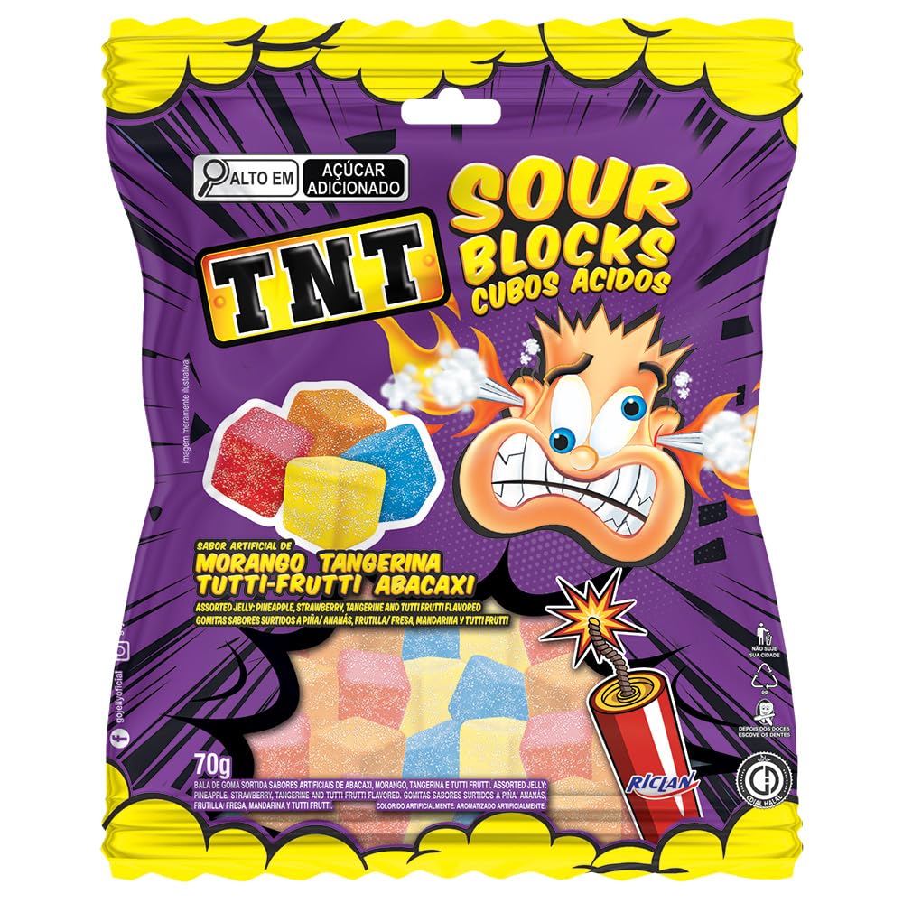Bala Goma Ácida TNT Sour Blocks Pacote com 70G | Amazon.com.br