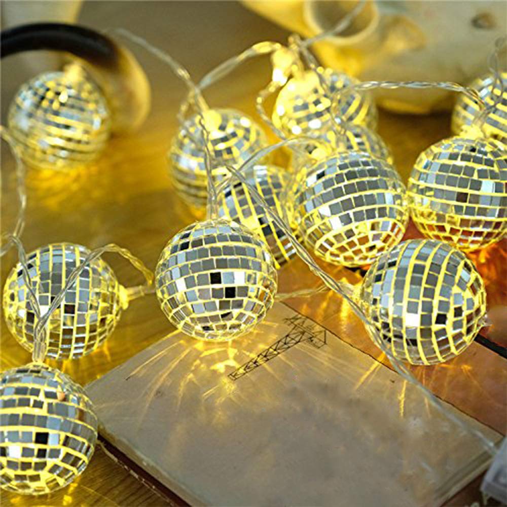 AceList20 LED Disco Ball Mirror LED Party String Light Christmas Lanterns for Holiday Wall Window Tree Decorations Indoor Outdoor Patio Party Yard Garden Kids Bedroom Living Dorm (Warm White)