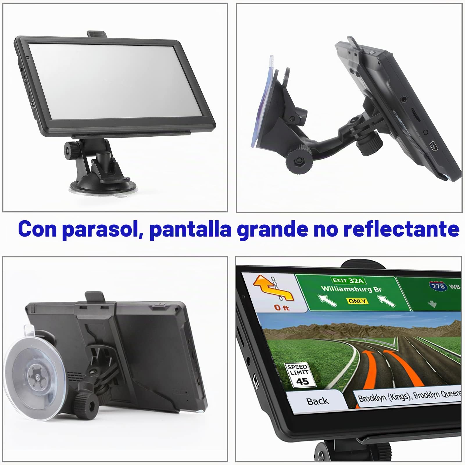 GPS coche de 7 pulgadas, GPS de peso pesado profesional, navegación automática con pantalla táctil HD, multi-lenguaje guía y mapas de navegación GPS de la UE, información de tráfico, para coche camión
