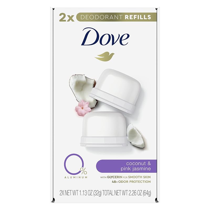 Refil de desodorante Dove Coconut & Pink Jasmine sem alumínio, pacote com 2