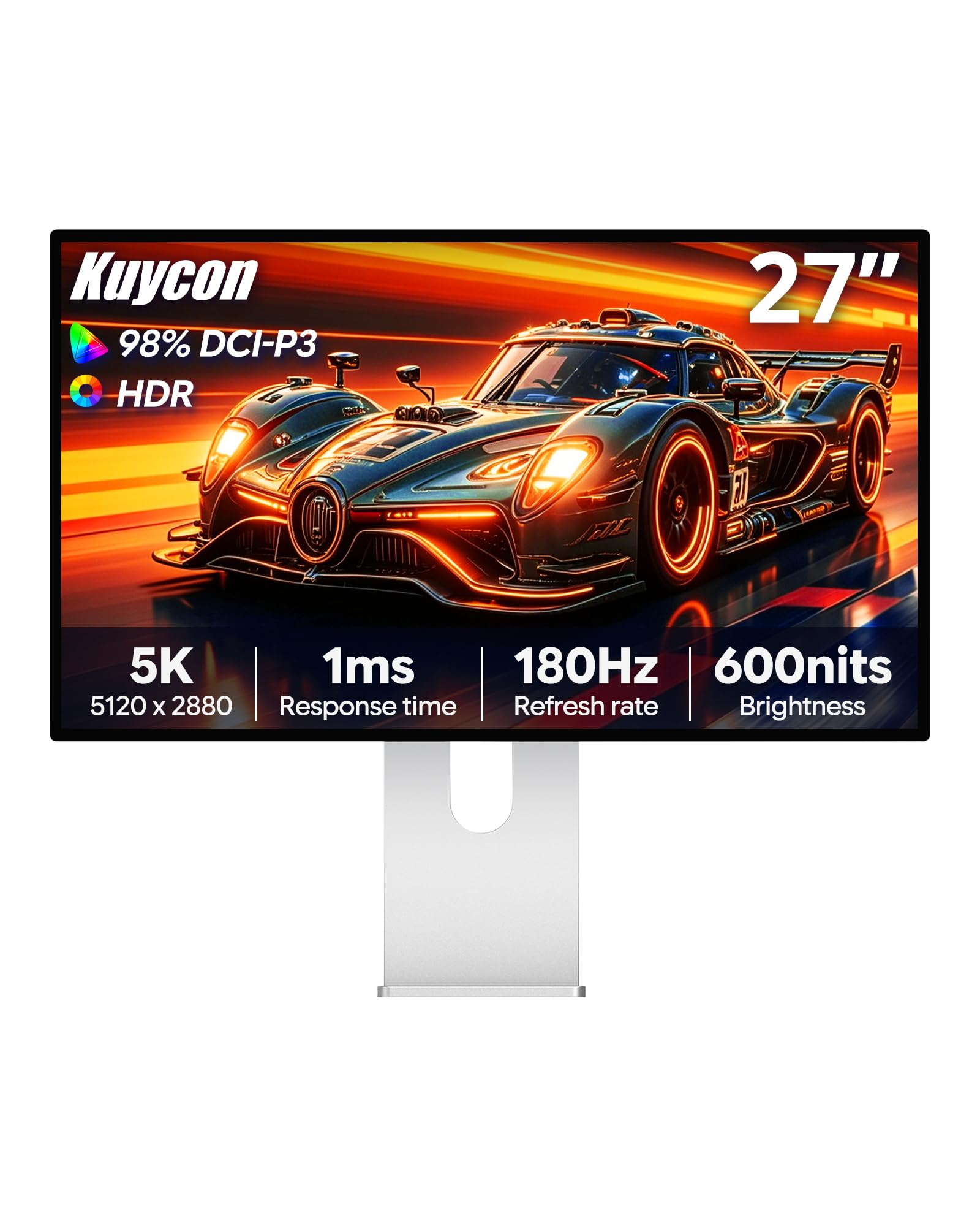 P27Z 27'' 5K Monitor 218ppi 80Hz 330Hz Doble Modo Minimalist con Soporte | 5120x2880 600 cd/m² USB C 80Gbps 100W Carga 98% DCI-P3 10Bit Altavoces Integrados para Gamers Diseñadores
