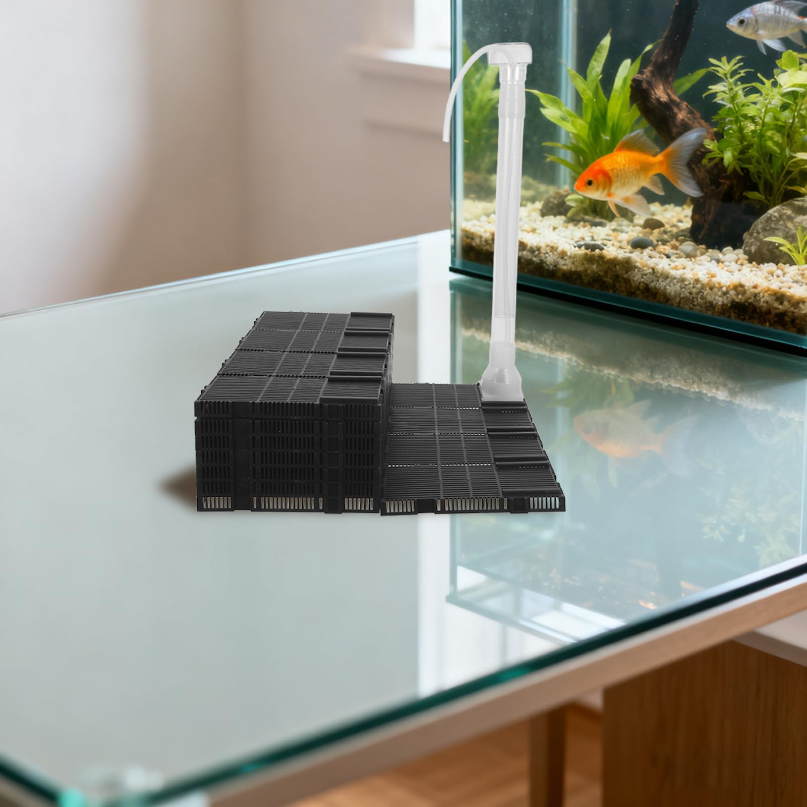 GALPADA Filtro para Pecera de Plástico Negro Placa Filtrante y Tubo de Aire para Acuario, Compatible Acuarios Pequeños