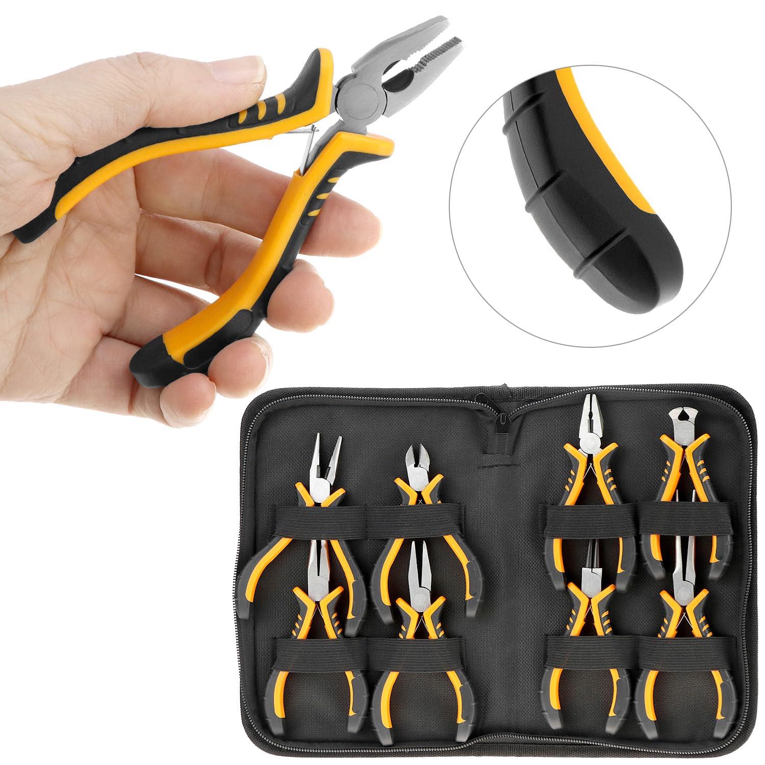 QWORK Lot de 8 mini pinces à bijoux, kit d'outils pour la fabrication de bijoux et la réparation