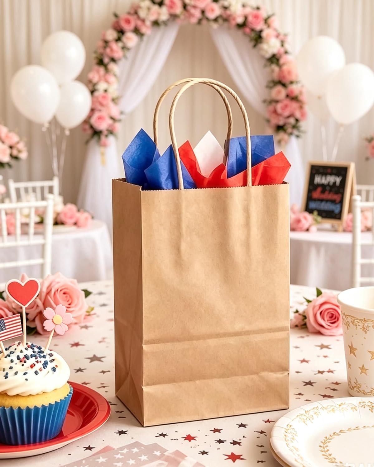 Gcardist 200 sacs-cadeaux marron avec poignées en vrac 21 x 15 x 8 cm (8,3" x 6" x 3,15"), petite taille, en papier kraft, plusieurs utilisations (21 x 15 x 8 cm, petite taille)