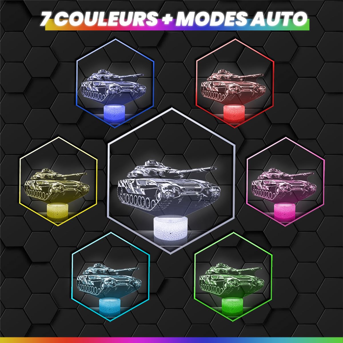 Lampephoto.fr - Lampe 3D Char Leopard 2 Décoration Collection Miniature Tank Guerre Armée Allemande Idée Cadeau Homme Objet Char Leopard 2 Veilleuse LED Déco Chambre, Idée Cadeau Noel Homme Original