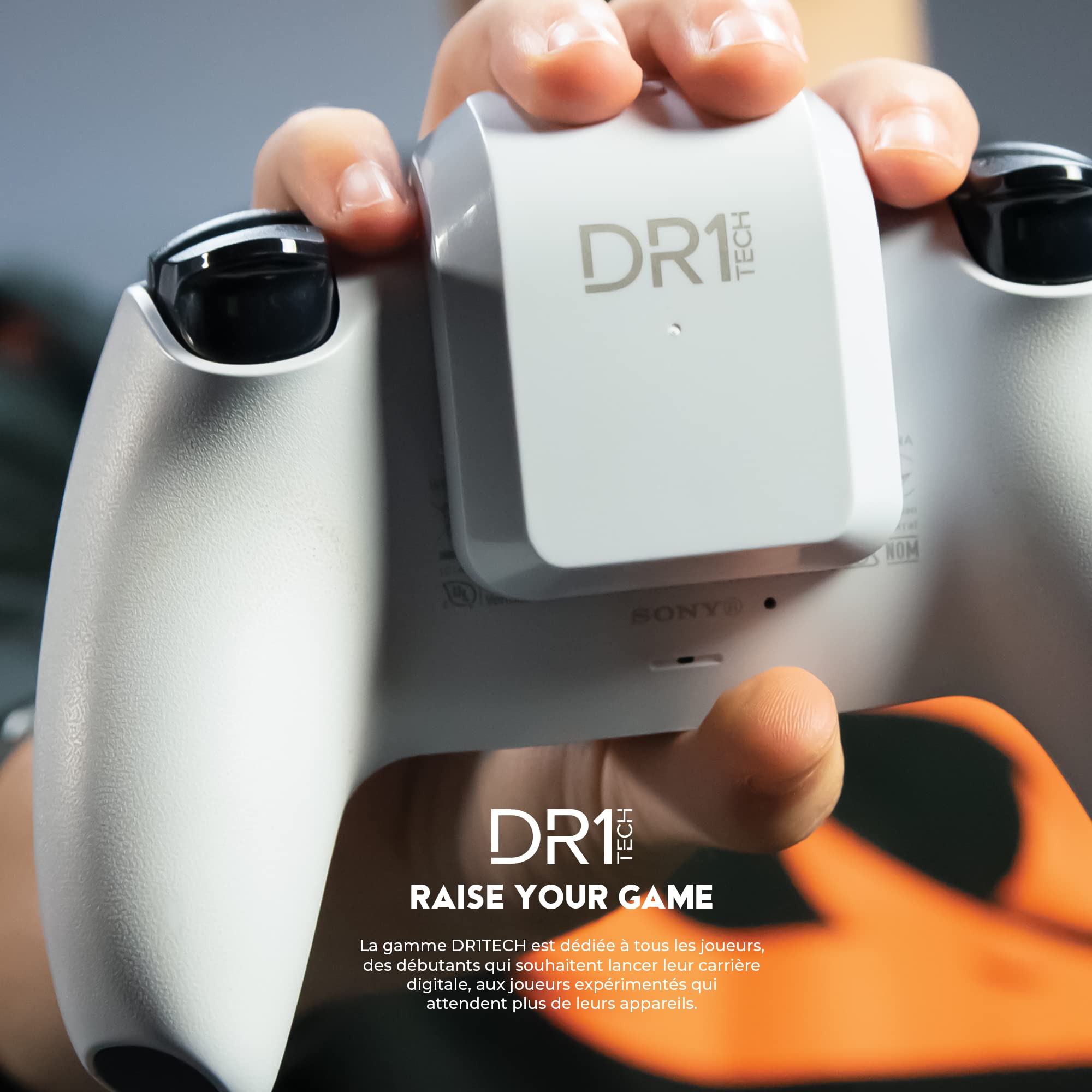 DR1TECH GameBat Batterie Pour Manette Dualsense PS5 1500 Mah Ergonomique [Blanc] | Double Ton Temps De Jeu | Accessoires Pour PS5