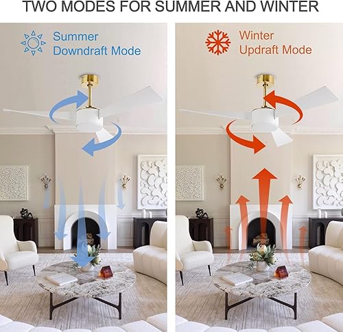 Miniatura 5 de Fanliving Ventilador de techo de 52 pulgadas con control remoto de luces, ventilador de techo moderno para interiores con motor de CC silencioso de