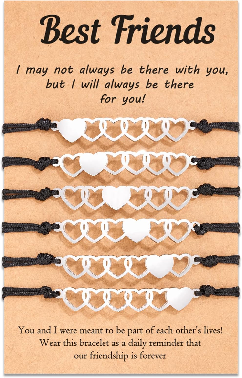 2/3/4/5/6 Pcs Best Friend Bracelets Bff Matching Heart Bracelet Best Friend Friendship Gifts for Women Friends Girls Teen
