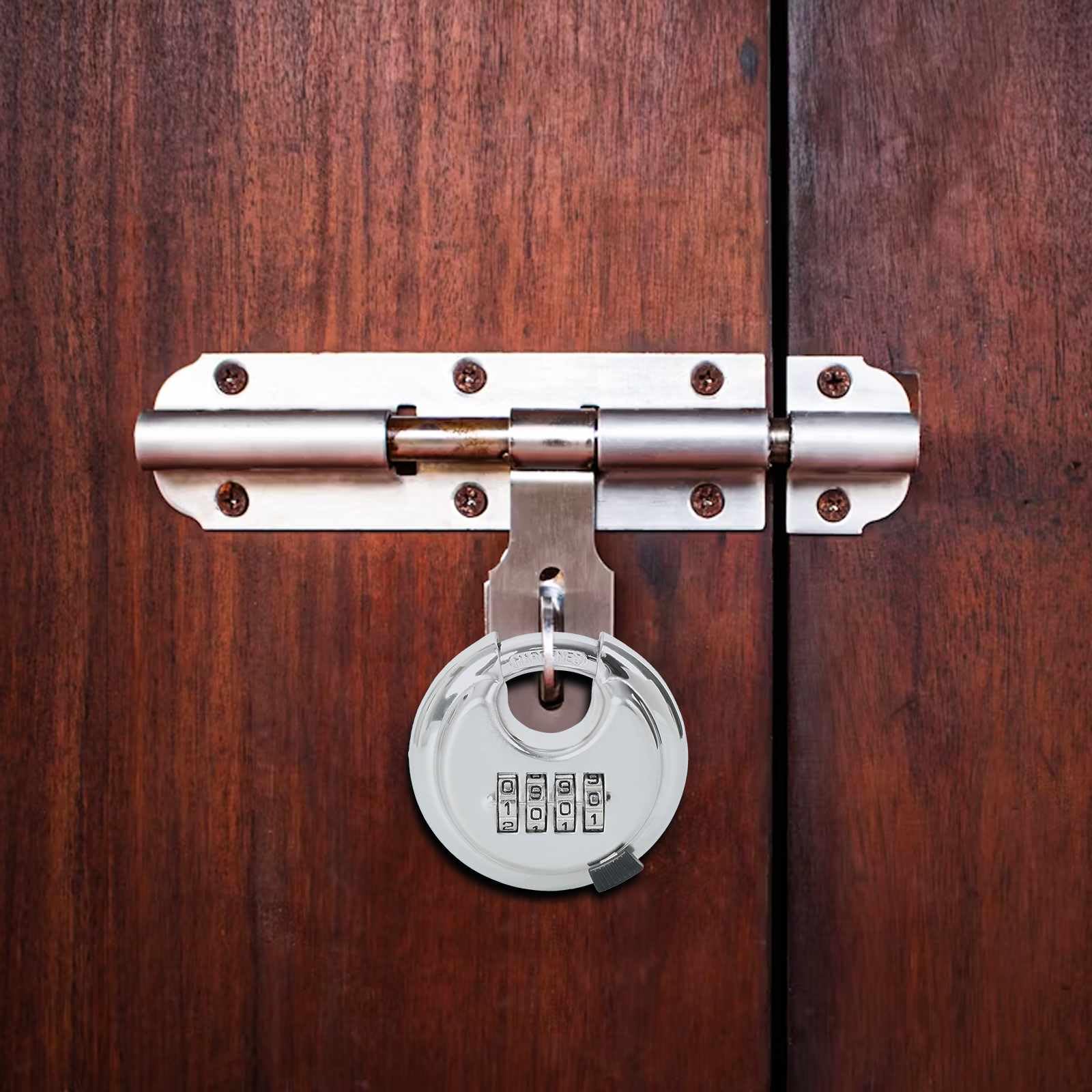 Cerradura Disco Metalica Doble Bloqueo | Resistente a Corrosion, Para Puertas y Almacenamiento, Uso Interior Exterior