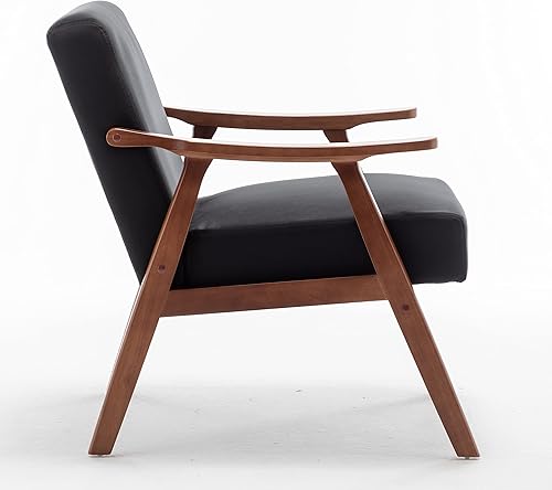 Miniatura 7 de Container Furniture Direct Silla decorativa con tapicería de microfibra y marco de madera maciza, muebles clásicos de mediados de siglo para sala de