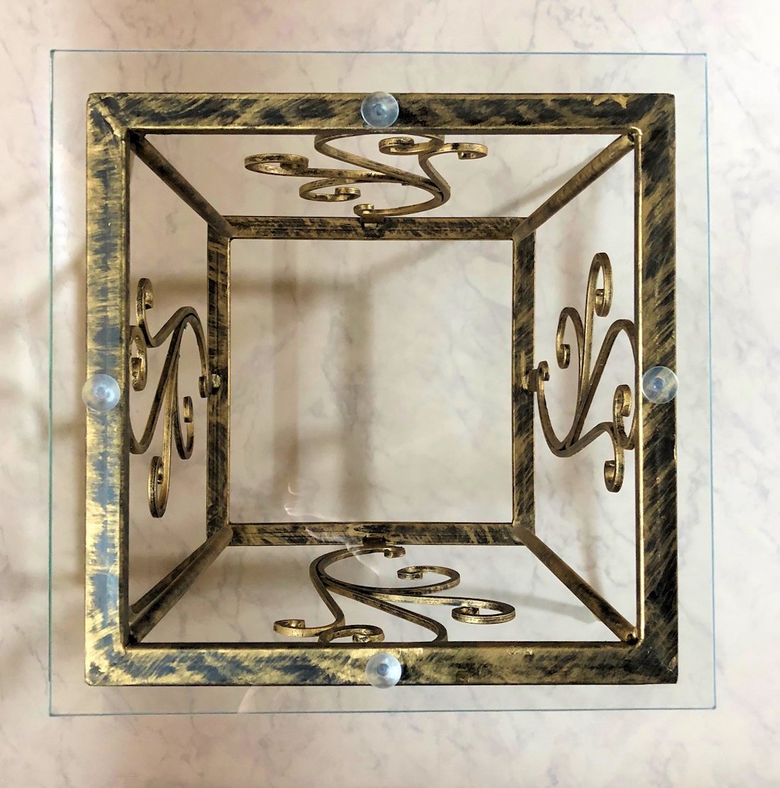 真鍮製サイドテーブル　ガラス　アンティーク 楽天市場】イタリア製 ブラックガラス×真鍮 花台インテリア