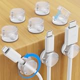AGPTEK 8 Pack Magnetic Cable Clips&comma; Upgraded 360° Rotatable Cord Holder Clips for Nightstand&comma; Desk Cord Organizer Adhesive Wire Management Home Office Phone Charging Cords USB Cable Keeper &lpar;Clear&rpar;