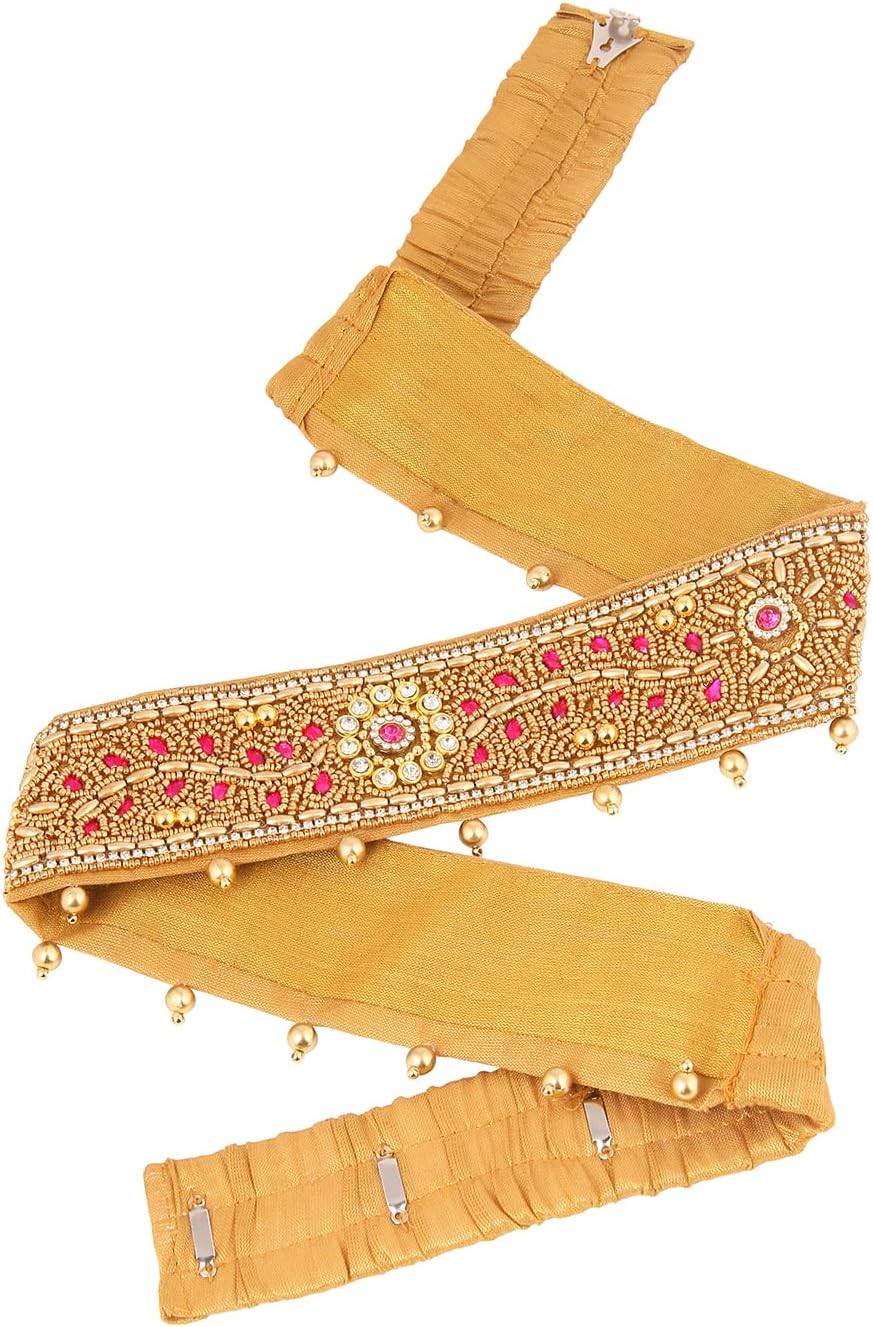 Vama Fashion Hand work Fabric Waist Belly Belt Pink Colour Hip Belt kamarband Waistband Jewellery for women Saree (Adjustable Size 30-40 inches only)