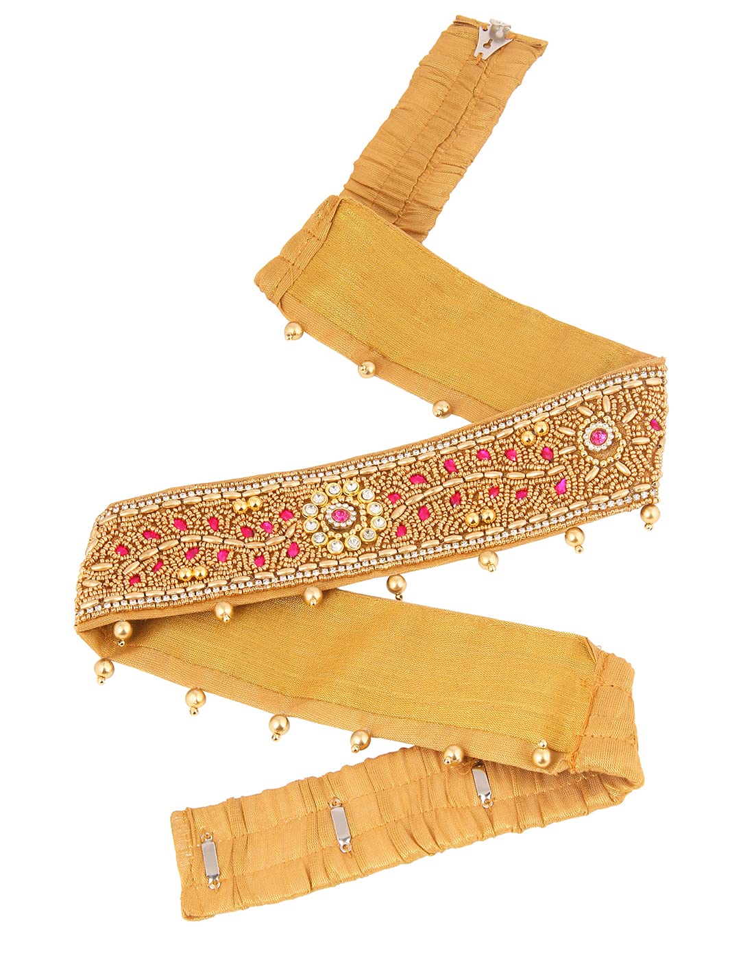 Vama Fashion Hand work Fabric Waist Belly Belt Pink Colour Hip Belt kamarband Waistband Jewellery for women Saree (Adjustable Size 30-40 inches only)