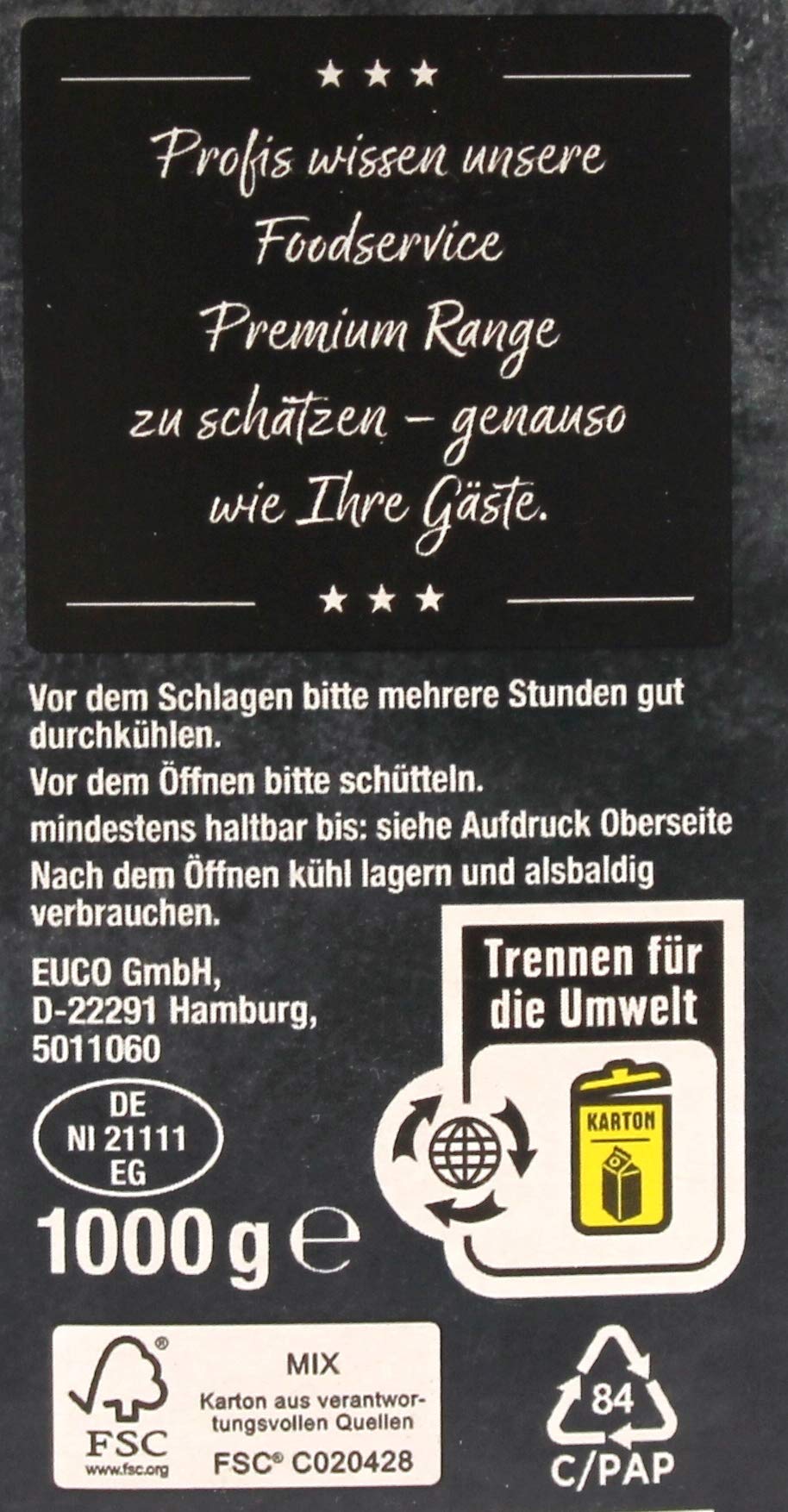 Premium Line Haltbare Schlagsahne, 6er Pack (6 x 1 l)