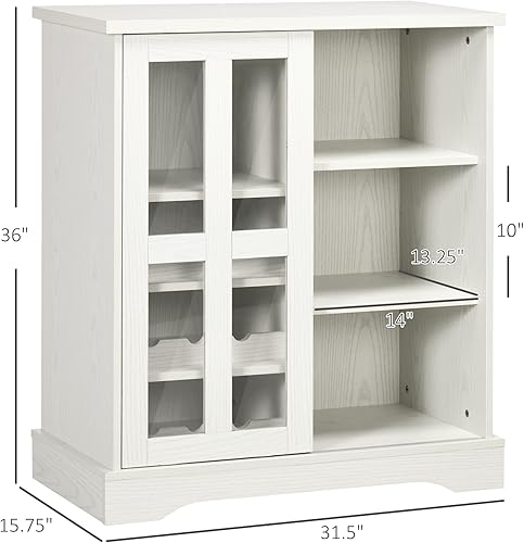 Miniatura 3 de HOMCOM Moderno gabinete de buffet con puerta corrediza, gabinete de bar de vino con almacenamiento, gabinete de almacenamiento de cocina con