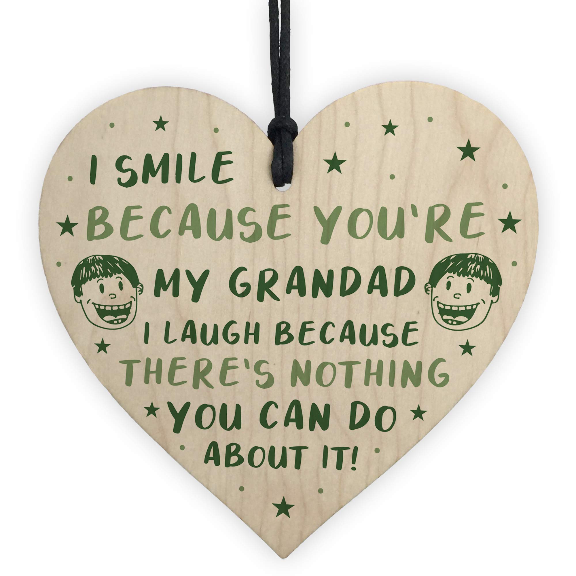 Red Ocean Funny Grandad Gift For Fathers Day Novelty Wooden Heart Sign Gift For Grandad Gifts For Him