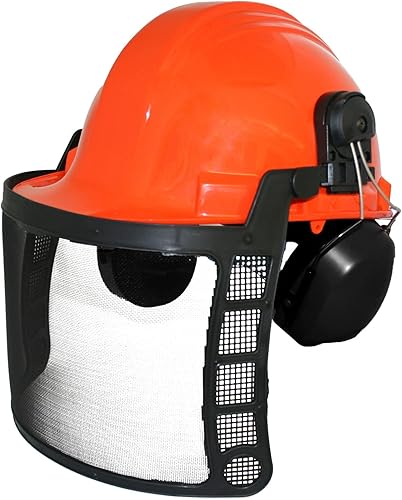 Miniatura 7 de FORESTER Pinzas de delantal de motosierra con bolsillo, color naranja de 37 pulgadas de longitud con cinturón ajustable y casco de seguridad