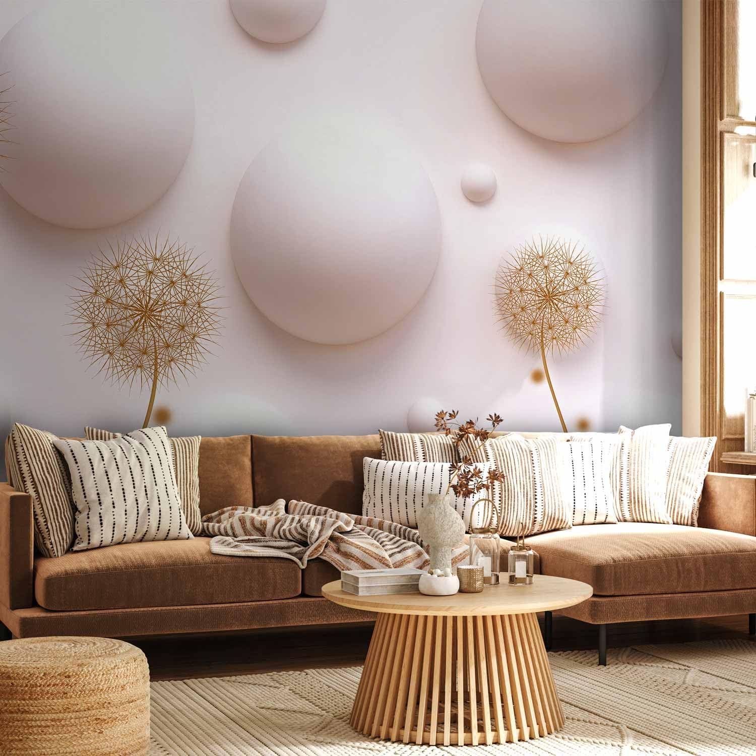 artgeist Wall Mural Abstract 116x83 in - XXL Peel and Stick Self-Adhesive Wallpaper Removable Large Sticker Foil Wall Decor Print Picture Image Design 3D Effect Orbs Dandelions Colorful a-B-0110-a-b