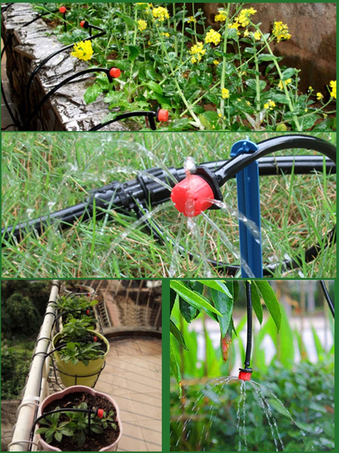 Kaloalry 82 ft Sistema de Riego de Jardín, Kit de riego por goteo Automático DIY para Irrigación Riego Sistema de Riego para Jardín/Invernadero/Césped/Maceta