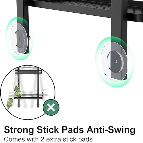 Miniatura 8 de Thideewiz Organizador de ducha colgante de 3 niveles sobre el cabezal de ducha, estante de ducha anticolumpio, estante de ducha ajustable a prueba