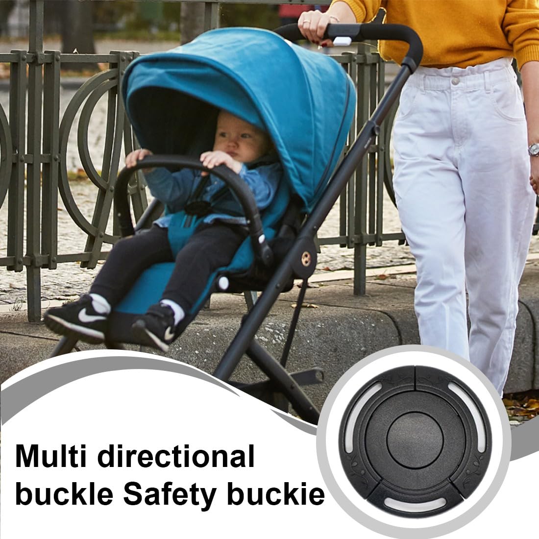 JEYORZY 1 Pcs Cinghia di Sicurezza in Plastica con Fibbie per Passeggino,Imbracatura di Sicurezza a 5 punti,Clip da 27 mm Cinture Passeggino Universali,Seggiolone Cintura Imbracatura,(Nessuna Cinghia)