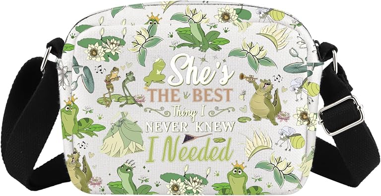 BNQL Princess Frog Crossbody Bag Frog Princess Gift Shes The Best Thing i Never Knew i Needed Cartoon Movie Fairy Tales Gifts Bag