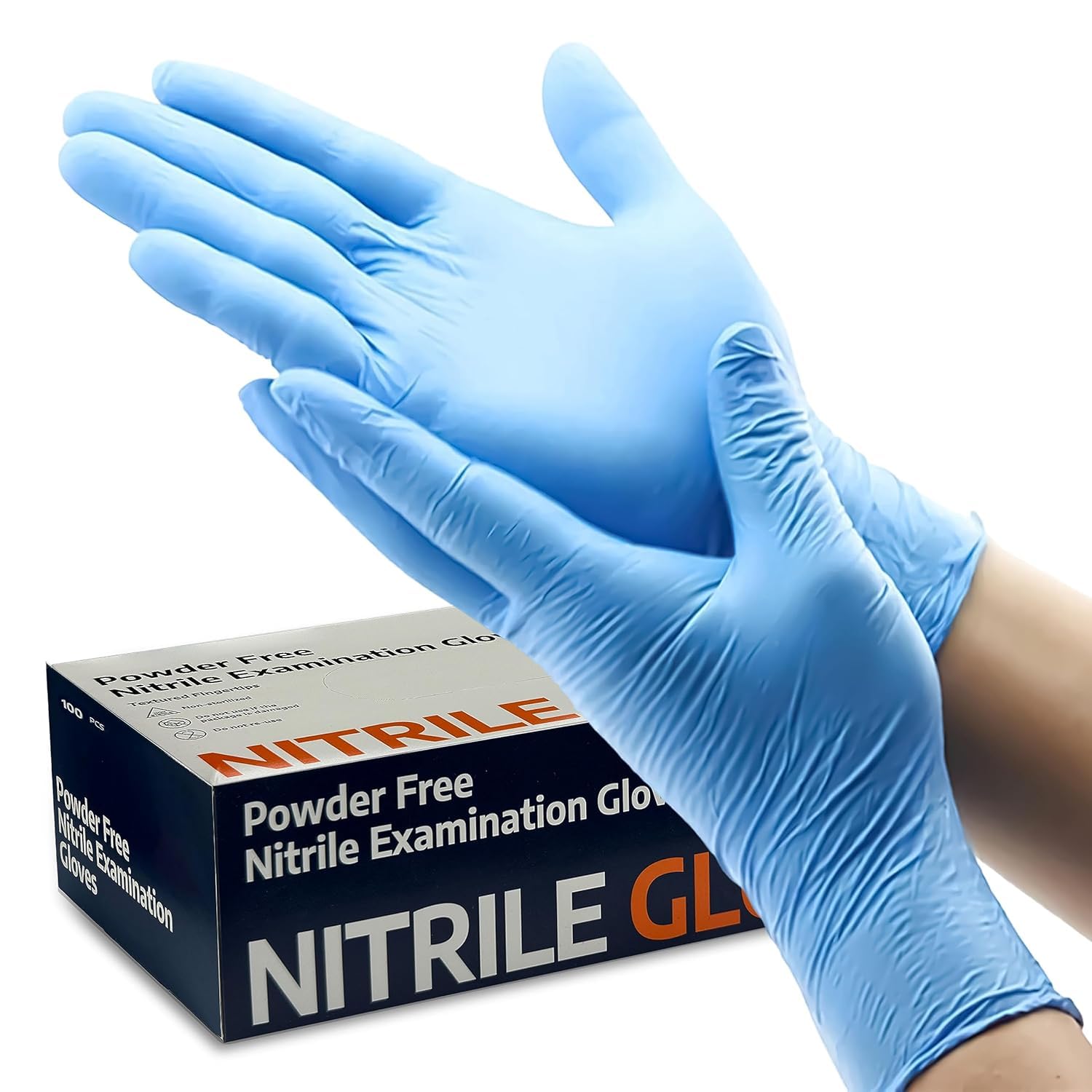 Fusion Vibes Nitrile Disposable Gloves Powder & Latex Free, Non-Sterile Exam Gloves, Surgical Blue Cleaning Service Food Safe Glove (X-Large, 1000, count)