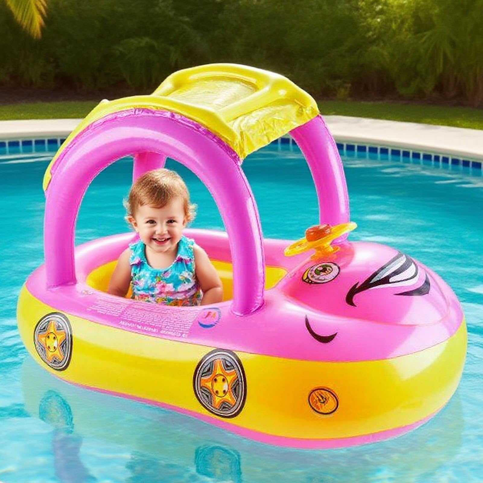 Aiuto per il nuoto per bambini | Pneumatici da nuoto gonfiabili con tettuccio parasole per piscina, lago e