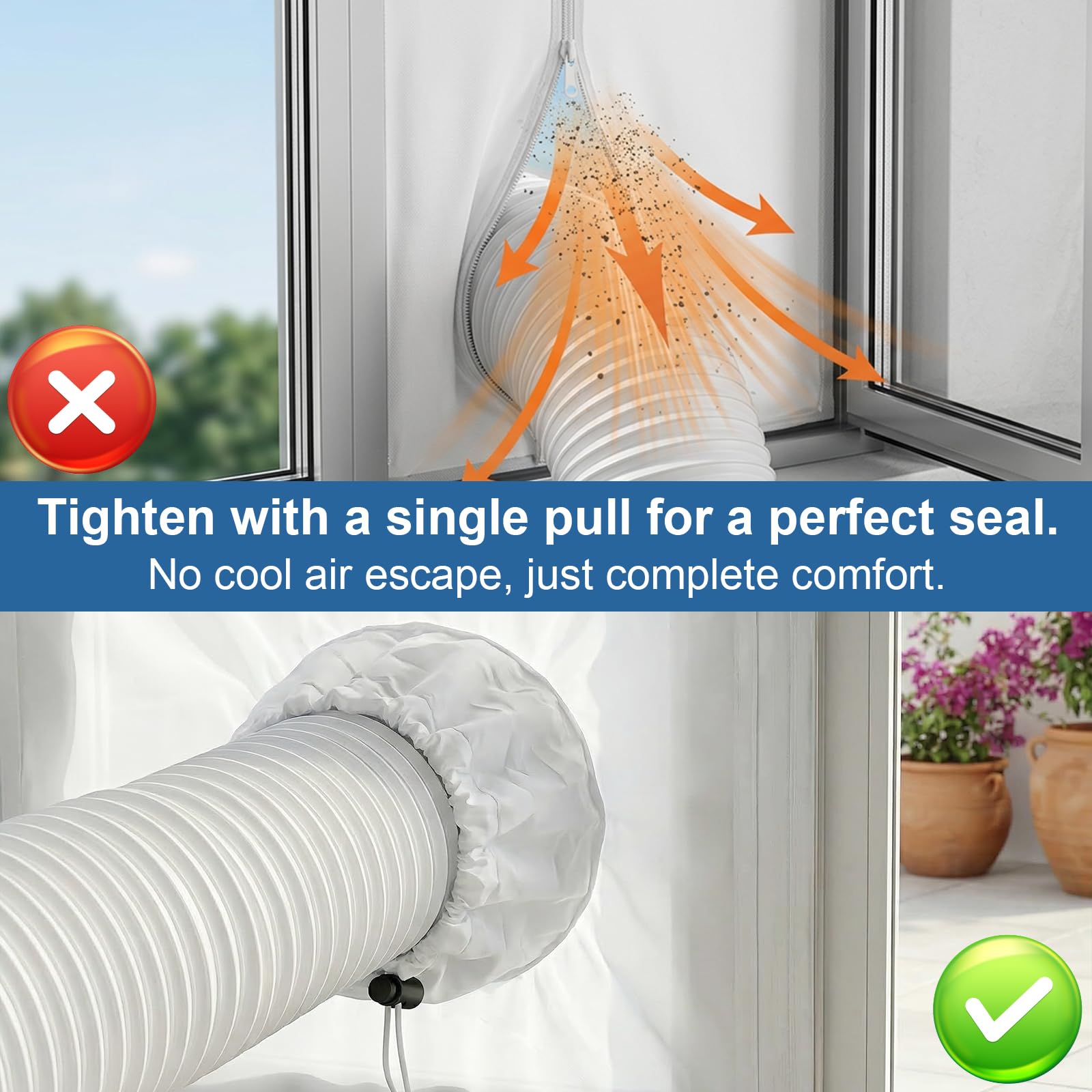 Ninonly Kit Puerta Corredera Aire Acondicionado Portatil con Cremallera 7m Velcro Fácil Instalación,Bloquea el Aire Caliente para Aires Acondicionados Portatil para Puertas (100x210cm)