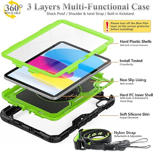 Miniatura 99 de SEYMAC stock Funda para iPad (A16) de 11ª/10ª generación de 11/10.9 pulgadas 2025/2022, funda de protección contra caídas de cuerpo completo