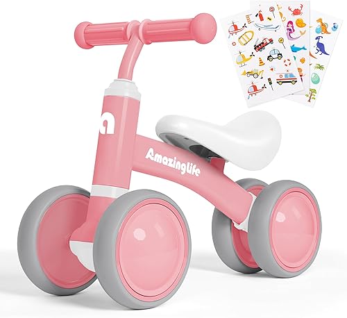 Bicicleta de equilibrio de 1 año de edad, 10 a 24 meses, bicicleta de equilibrio para bebé, sin pedales, 4 ruedas para niños pequeños, tres