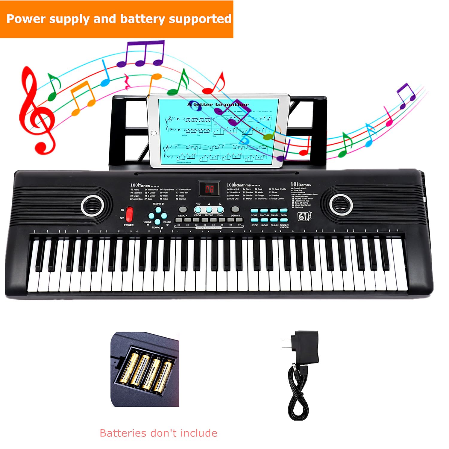 Keyboard Piano 61 Key Electric Digital Piano Music keyboard w/Microphone Portable Piano For Kids Beginner Birthday Christmas Gifts Pink: black 61 key piano