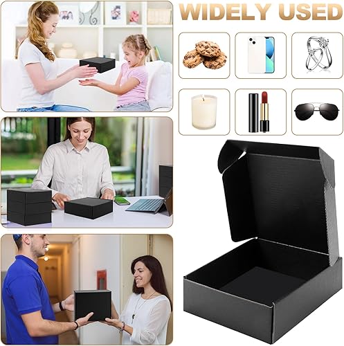 Miniatura 7 de Cajas de envío, paquete de 20 cajas de cartón corrugado negro, cajas de correo pequeñas reciclables para embalaje de regalos de envío de pequeñas
