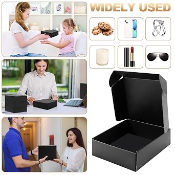 Small Shipping Boxes,20 Pack Black Corrugated Cardboard Boxes,Recyclable Mailer Boxes for Packaging Small Business Shipping Mailing Gifts(6x6x2 Inch,Black)