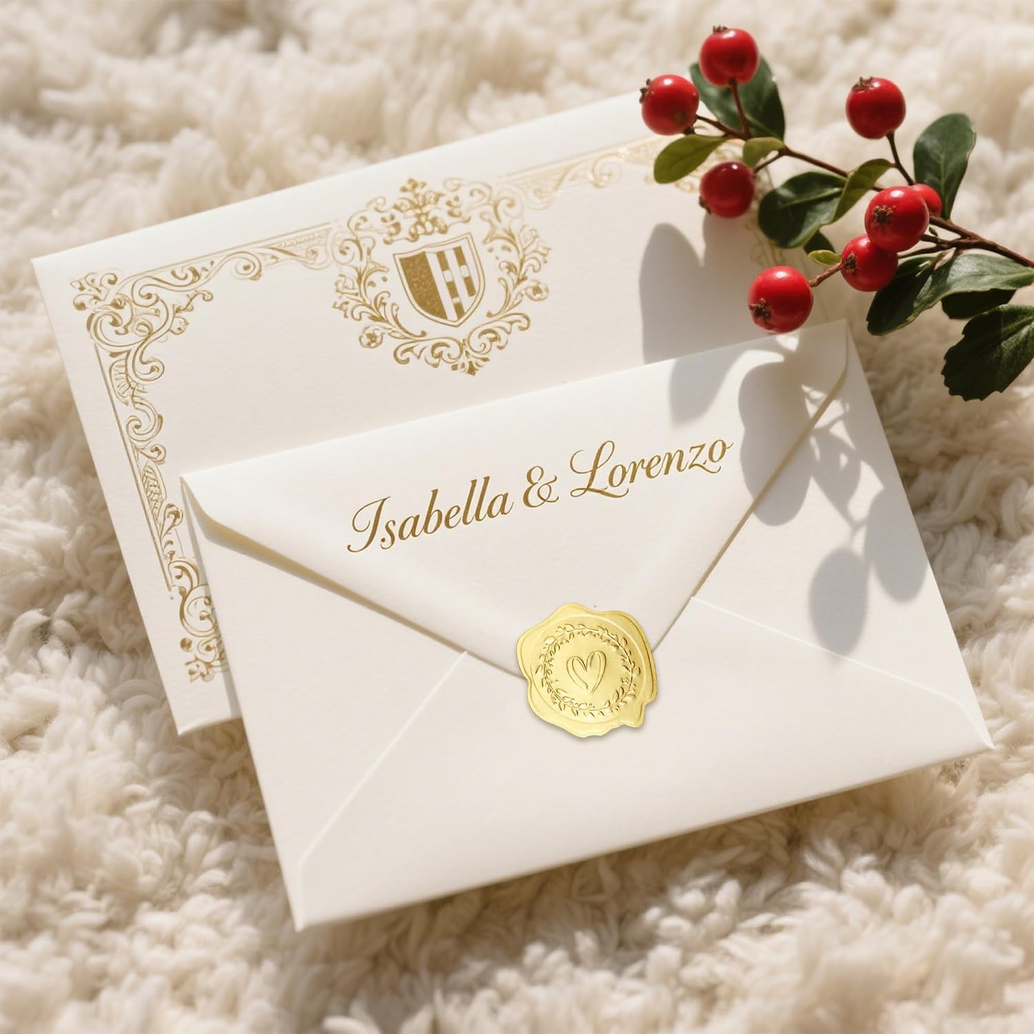 1000 PCS Envelope Seal Stickers,Gold Embossed Wax Seal Sticker for Envelope image 5