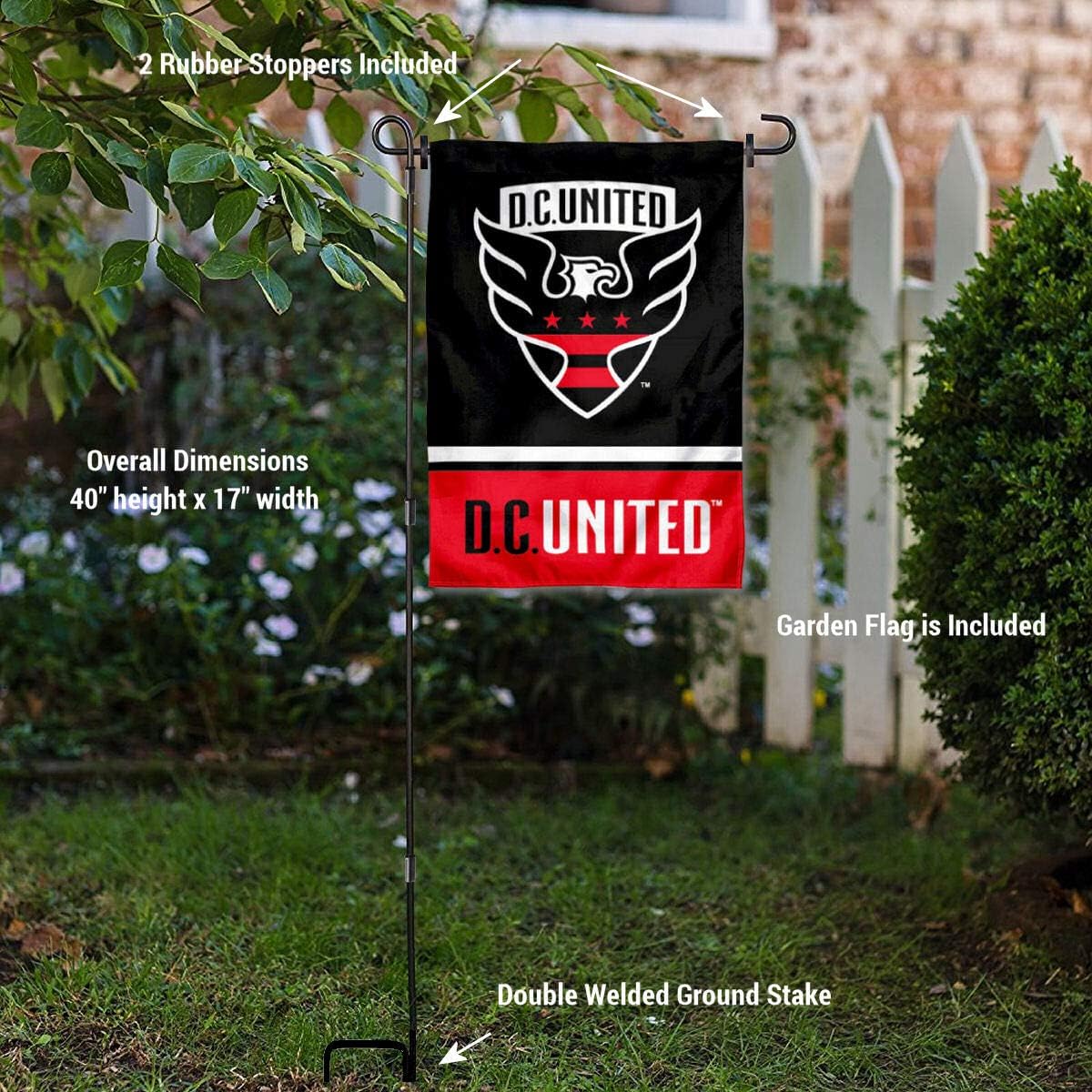 Washington DC United Garden Flag with Stand Pole Holder