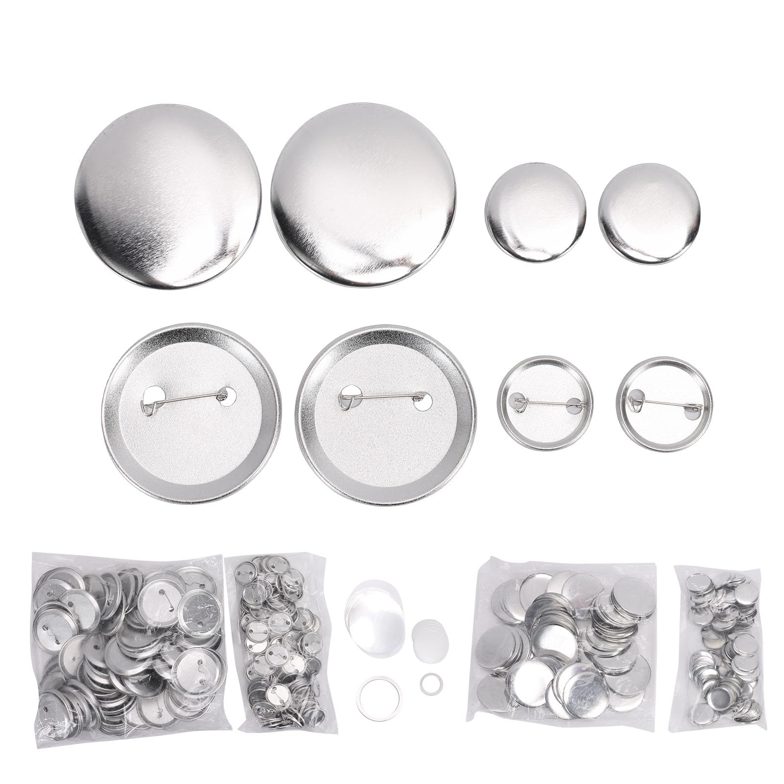 SEAFRONT Creatore di Bottoni Kit di Bottoni Metallici Vuoti Parti di Badge in Lega di Alluminio da 2,28 Pollici e 1,26 Pollici 200 Set 2 Dimensioni per Eventi Scolastici Artigianato Creazione di