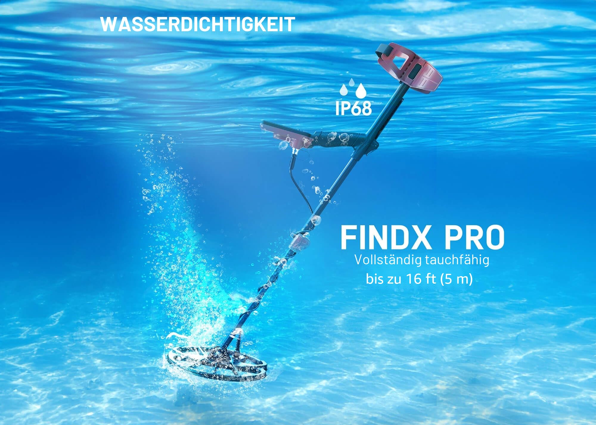 Nokta FINDX PRO Metalldetektor Profi, Vollständig wasserdichte Metalldetektor mit 28cm Suchspule, Metalldetektoren für Gold, Pinpoint, USB wiederaufladbar, 4 Modi (Kopfhörern, Grabungswerkzeug)
