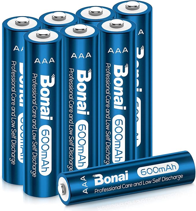 8 x BONAI 600mAh AAA Rechargeable Batteries for Cordless Phones, BT and Panasonic Phones, Solar